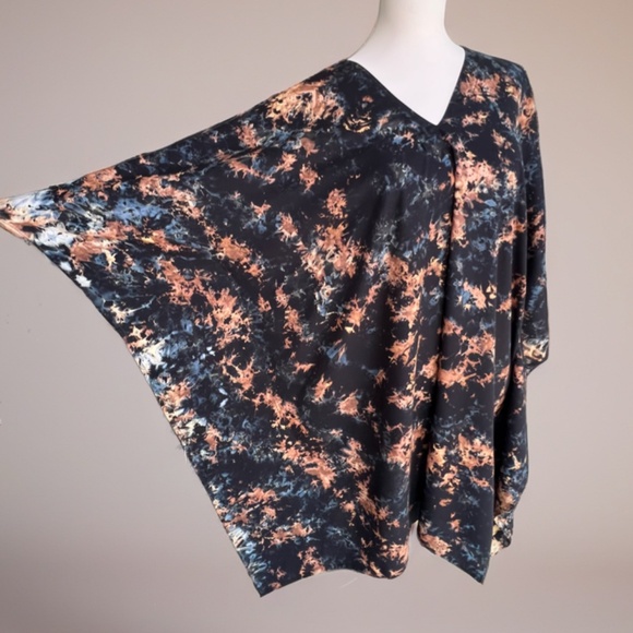 0108/ Black Brown Tie Dye , Short Kaftan - Picture 2 of 9